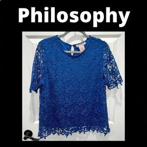Philosophy lined lace blouse shirt blue